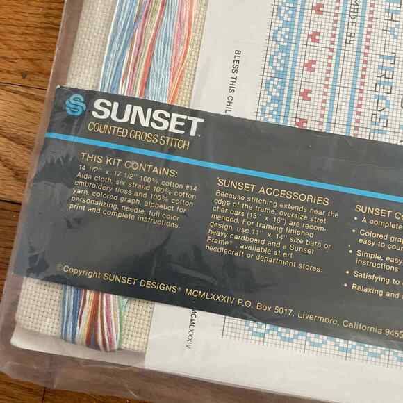 Bless This Child Vintage Counted Cross Stitch Kit by Sunset - embroidery kit - Picture 6 of 8